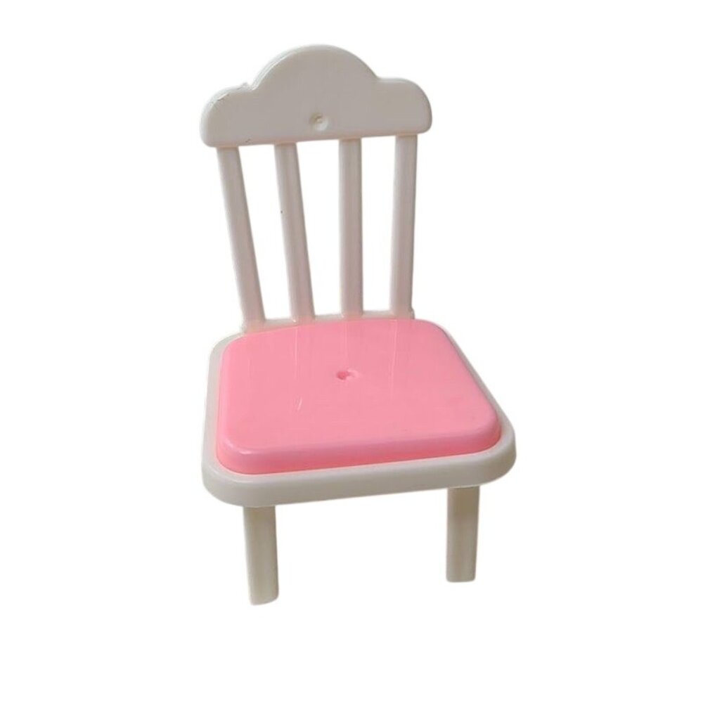 Dollhouse Miniature Chair White & Pink Plastic Furniture